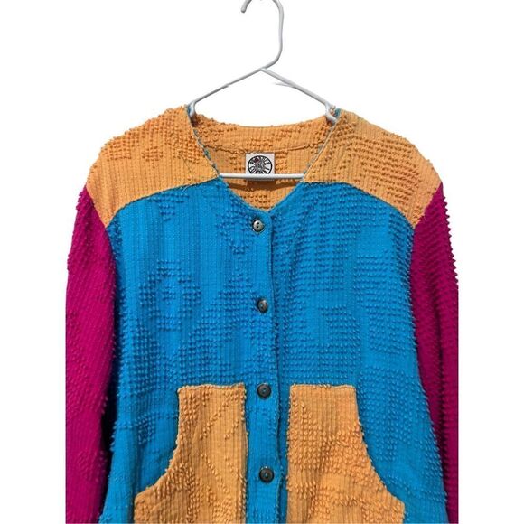Produce Company Colorblock Textured Long Sleeve Cardigan Jacket Multicolor Large - Picture 3 of 8